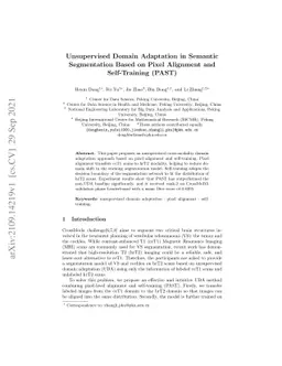 Unsupervised Domain Adaptation in Semantic Segmentation Based on Pixel
  Alignment and Self-Training