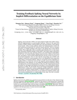Training Feedback Spiking Neural Networks by Implicit Differentiation on
  the Equilibrium State