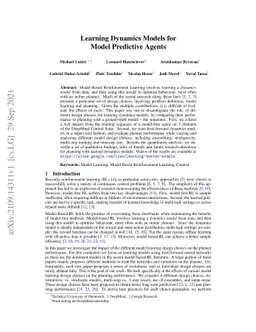 Learning Dynamics Models for Model Predictive Agents