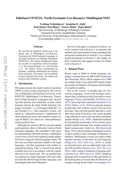 EdinSaar@WMT21: North-Germanic Low-Resource Multilingual NMT