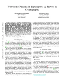 Worrisome Patterns in Developers: A Survey in Cryptography