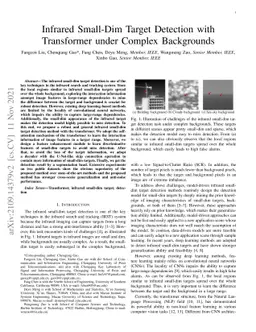 Infrared Small-Dim Target Detection with Transformer under Complex
  Backgrounds