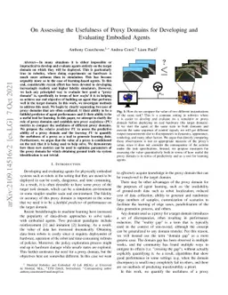 On Assessing the Usefulness of Proxy Domains for Developing and
  Evaluating Embodied Agents