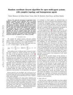 Random coordinate descent algorithm for open multi-agent systems with
  complete topology and homogeneous agents