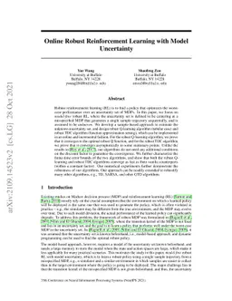 Online Robust Reinforcement Learning with Model Uncertainty