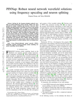 PINNup: Robust neural network wavefield solutions using frequency
  upscaling and neuron splitting