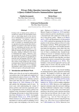 Privacy Policy Question Answering Assistant: A Query-Guided Extractive
  Summarization Approach