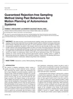 Guaranteed Rejection-free Sampling Method Using Past Behaviours for Motion Planning of Autonomous Systems