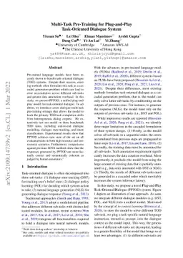 Multi-Task Pre-Training for Plug-and-Play Task-Oriented Dialogue System