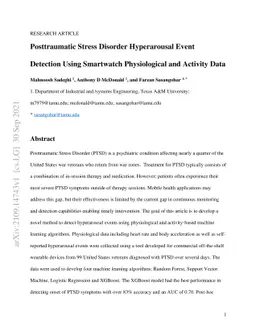 Posttraumatic Stress Disorder Hyperarousal Event Detection Using
  Smartwatch Physiological and Activity Data