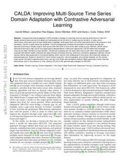 CALDA: Improving Multi-Source Time Series Domain Adaptation with
  Contrastive Adversarial Learning