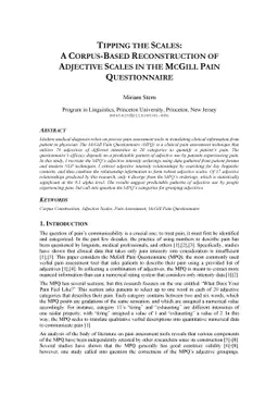 Tipping the Scales: A Corpus-Based Reconstruction of Adjective Scales in
  the McGill Pain Questionnaire