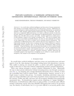 Private sampling: a noiseless approach for generating differentially
  private synthetic data