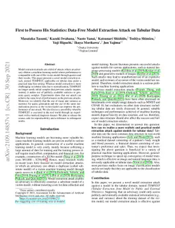First to Possess His Statistics: Data-Free Model Extraction Attack on
  Tabular Data