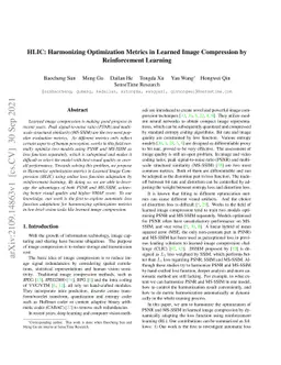 HLIC: Harmonizing Optimization Metrics in Learned Image Compression by
  Reinforcement Learning