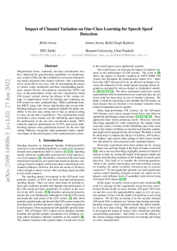 Impact of Channel Variation on One-Class Learning for Spoof Detection