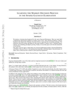 Learning the Markov Decision Process in the Sparse Gaussian Elimination