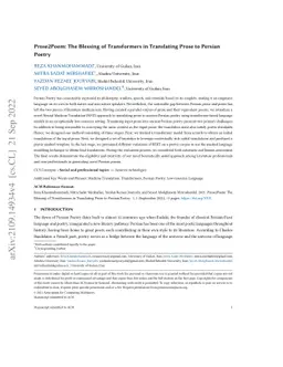 Prose2Poem: The Blessing of Transformers in Translating Prose to Persian
  Poetry