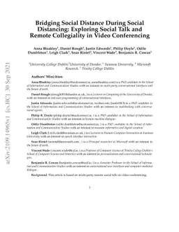 Bridging Social Distance During Social Distancing: Exploring Social Talk
  and Remote Collegiality in Video Conferencing