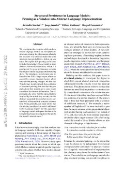 Structural Persistence in Language Models: Priming as a Window into
  Abstract Language Representations