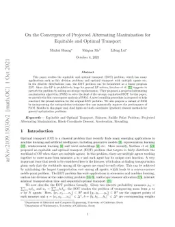 On the Convergence of Projected Alternating Maximization for Equitable
  and Optimal Transport