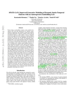 SPATE-GAN: Improved Generative Modeling of Dynamic Spatio-Temporal
  Patterns with an Autoregressive Embedding Loss