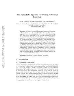 The Role of Bio-Inspired Modularity in General Learning