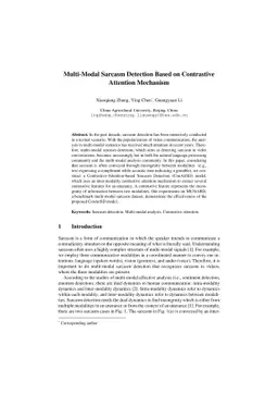 Multi-Modal Sarcasm Detection Based on Contrastive Attention Mechanism