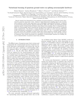 Variational learning of quantum ground states on spiking neuromorphic
  hardware