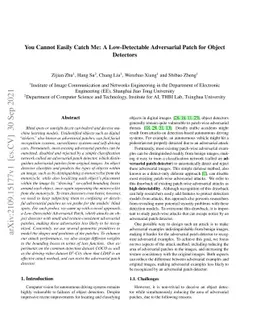 You Cannot Easily Catch Me: A Low-Detectable Adversarial Patch for
  Object Detectors