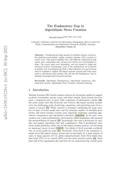 The Explanatory Gap in Algorithmic News Curation