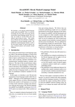 SlovakBERT: Slovak Masked Language Model