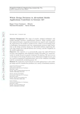 Which Design Decisions in AI-enabled Mobile Applications Contribute to
  Greener AI?