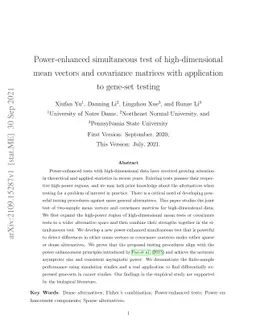 Power-enhanced simultaneous test of high-dimensional mean vectors and
  covariance matrices with application to gene-set testing