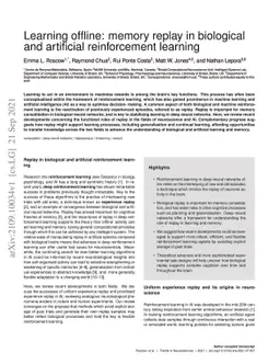 Learning offline: memory replay in biological and artificial
  reinforcement learning