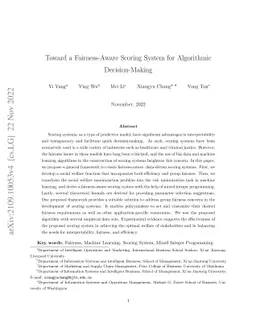 Toward a Fairness-Aware Scoring System for Algorithmic Decision-Making