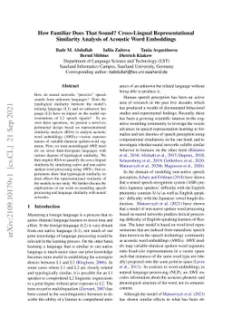 How Familiar Does That Sound? Cross-Lingual Representational Similarity
  Analysis of Acoustic Word Embeddings