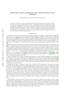 Short-term traffic prediction using physics-aware neural networks
