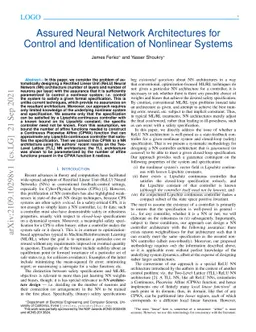 Assured Neural Network Architectures for Control and Identification of
  Nonlinear Systems