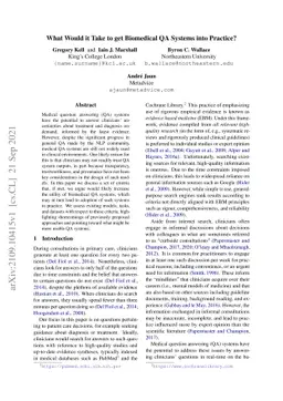 What Would it Take to get Biomedical QA Systems into Practice?