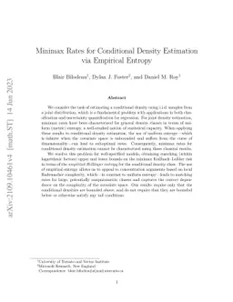 Minimax Rates for Conditional Density Estimation via Empirical Entropy
