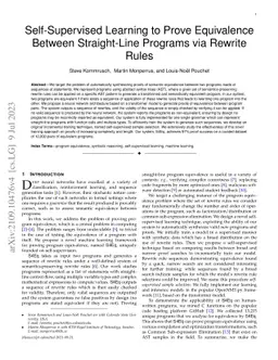 Self-Supervised Learning to Prove Equivalence Between Straight-Line
  Programs via Rewrite Rules