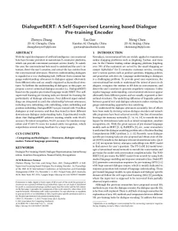 DialogueBERT: A Self-Supervised Learning based Dialogue Pre-training
  Encoder