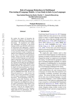 Role of Language Relatedness in Multilingual Fine-tuning of Language
  Models: A Case Study in Indo-Aryan Languages