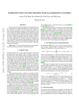 Diarisation using location tracking with agglomerative clustering