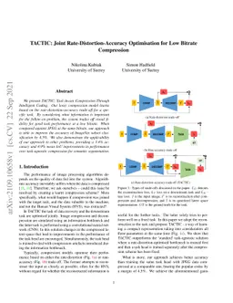 TACTIC: Joint Rate-Distortion-Accuracy Optimisation for Low Bitrate
  Compression