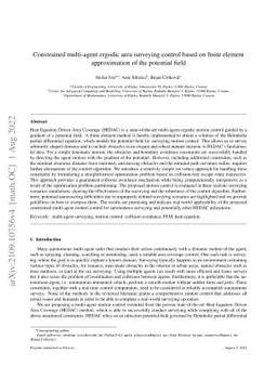 Constrained multi-agent ergodic area surveying control based on finite
  element approximation of the potential field