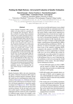 Pushing the Right Buttons: Adversarial Evaluation of Quality Estimation