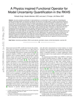 A Physics inspired Functional Operator for Model Uncertainty
  Quantification in the RKHS