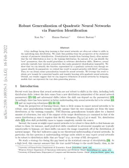 Robust Generalization of Quadratic Neural Networks via Function
  Identification